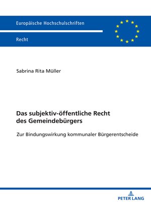 cover image of Das subjektiv-oeffentliche Recht des Gemeindebuergers